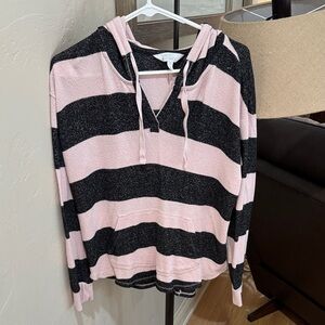 Market & Spruce Pink and Black Knit Hoodie Medium